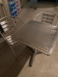 Set tavolo bar quadrato in alluminio con sedie