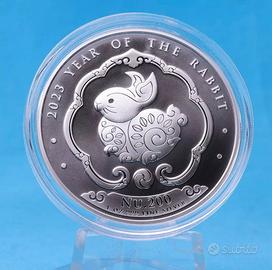 Bhutan 2023 - 1oz Ag - 200 Nu - Anno del Coniglio