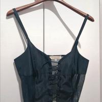 Top trasparente in tulle e raso