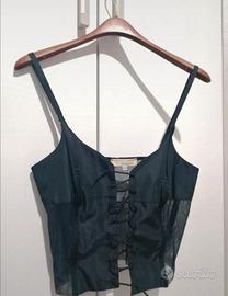 Top trasparente in tulle e raso