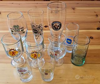 Lotto 9 bicchieri birra vintage da collezione