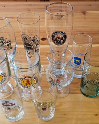 Lotto 9 bicchieri birra vintage da collezione