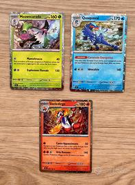 Set 3 carte rare holo Pokemon Scarlatto e Violetto