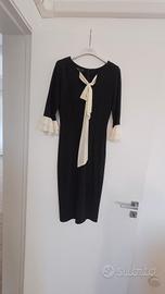 Abito a tubino con volant panna