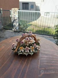 Cestino fiori Capodimonte originale in porcellana