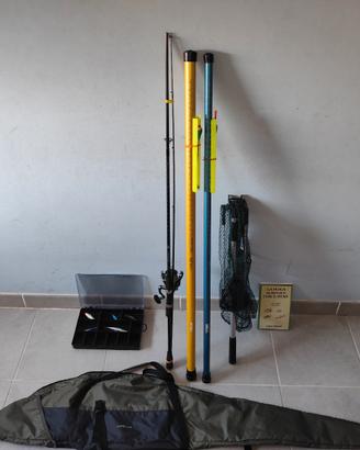 Kit pesca fissa e spinning pari al nuovo 