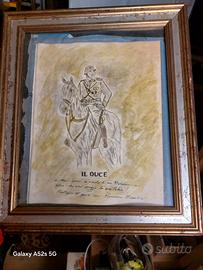 Quadro mussolini a cavallo mvsn ww2 sironi