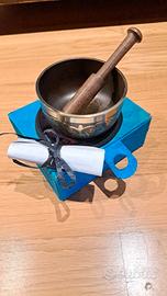Singing bowl con custodia, cuscinetto e battente