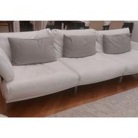 Divano Contempo 3 posti in acciaio e pelle bianca