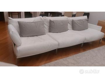 Divano Contempo 3 posti in acciaio e pelle bianca