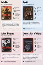 4 giochi PC originali: Mafia, Loki, Max Payne