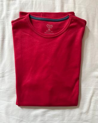 Maglia manica lunga rosso da uomo XL cotone