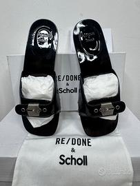 Re/done x Scholl black clogs