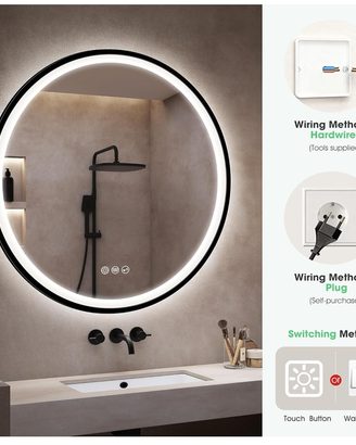 Specchio da Bagno Illuminato Rotondo 80x80cm