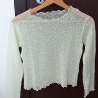 Maglietta pizzo elasticizzato verde pistacchio