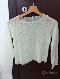 Maglietta pizzo elasticizzato verde pistacchio