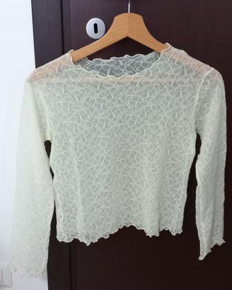 Maglietta pizzo elasticizzato verde pistacchio