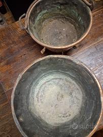 pentole di rame vintage 