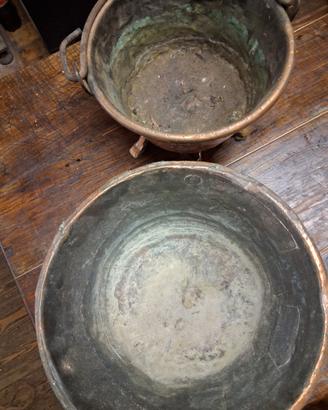 pentole di rame vintage 