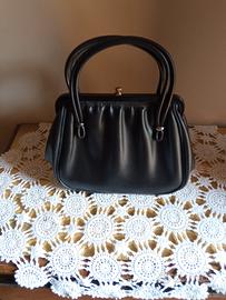 Borsetta Vintage anni 40 Pelle Nera Vera Nuova