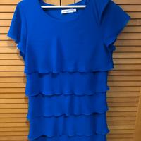 Vestito donna bluette a balze taglia 44