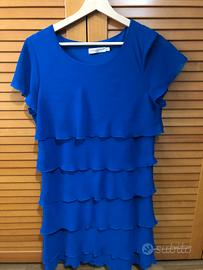 Vestito donna bluette a balze taglia 44