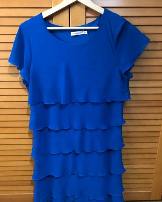 Vestito donna bluette a balze taglia 44