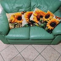 Divano 2 posti pelle verde smeraldo
