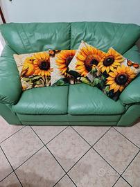 Divano 2 posti pelle verde smeraldo