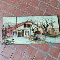 Pannello murale in ceramica dipinta 