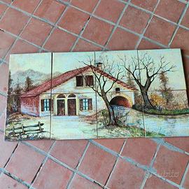 Pannello murale in ceramica dipinta 