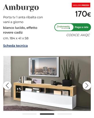 Porta tv 1 anta ribalta con vani a giorno