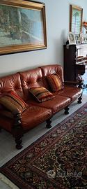 Divano 3 posti e 3 poltrone pelle vintage