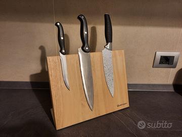 Ceppo porta coltelli magnetico in legno rovere - Arredamento e