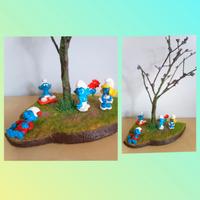 Diorama artigianale Puffi sotto l'albero 