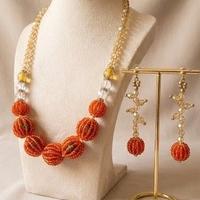 Collana sfere Orecchini Vintage rosso Pezzo Unico