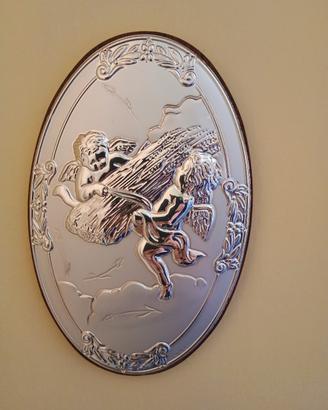 cornice in argento e legno radica di noce
