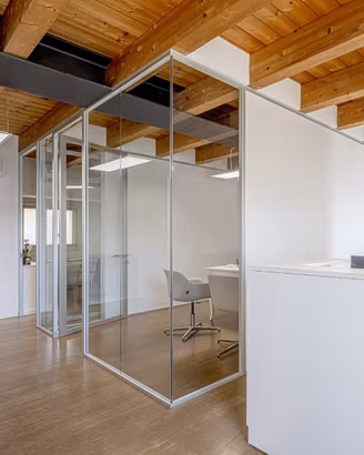 Pareti divisorie modulari laminato/vetro
