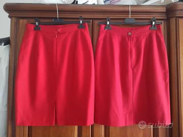2 Gonne rosse 100% lana vergine sartoriali tg 42