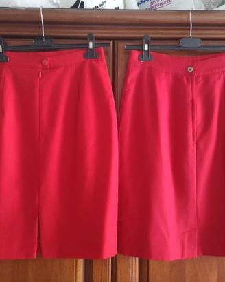 2 Gonne rosse 100% lana vergine sartoriali tg 42