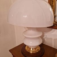 Lampada vintage da tavolo grande in legno , vetro 