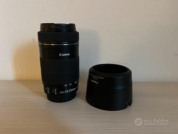 Obiettivo Canon 55-250 mm + paraluce