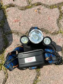 Torcia frontale 3 LED waterproof professionale