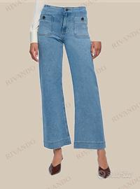 Jeans wide leg blu donna con tasche - Terranova