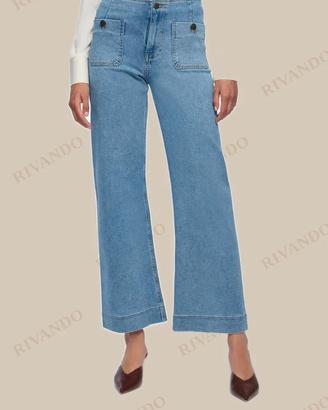 Jeans wide leg blu donna con tasche - Terranova