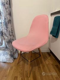 4 Sedie con copertura rosa e cuscino aggiuntivo