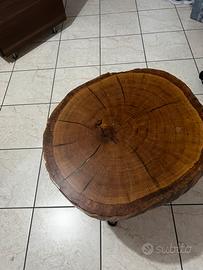 Tavolino basso tronco di legno fatto a mano