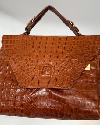 Borsa Cartella ENRICO COVERI Vintage Marrone Croco