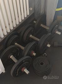 Set Pesi Palestra 28mm: 74kg Ghisa + 4 Manubri
