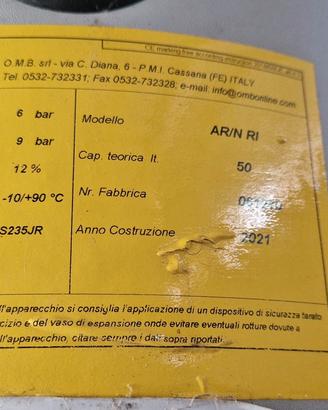 Serbatoio Accumulo Inerziale OMB 50L Nuovo